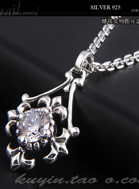 银饰泰国手工镶嵌朋克风闪钻吊坠