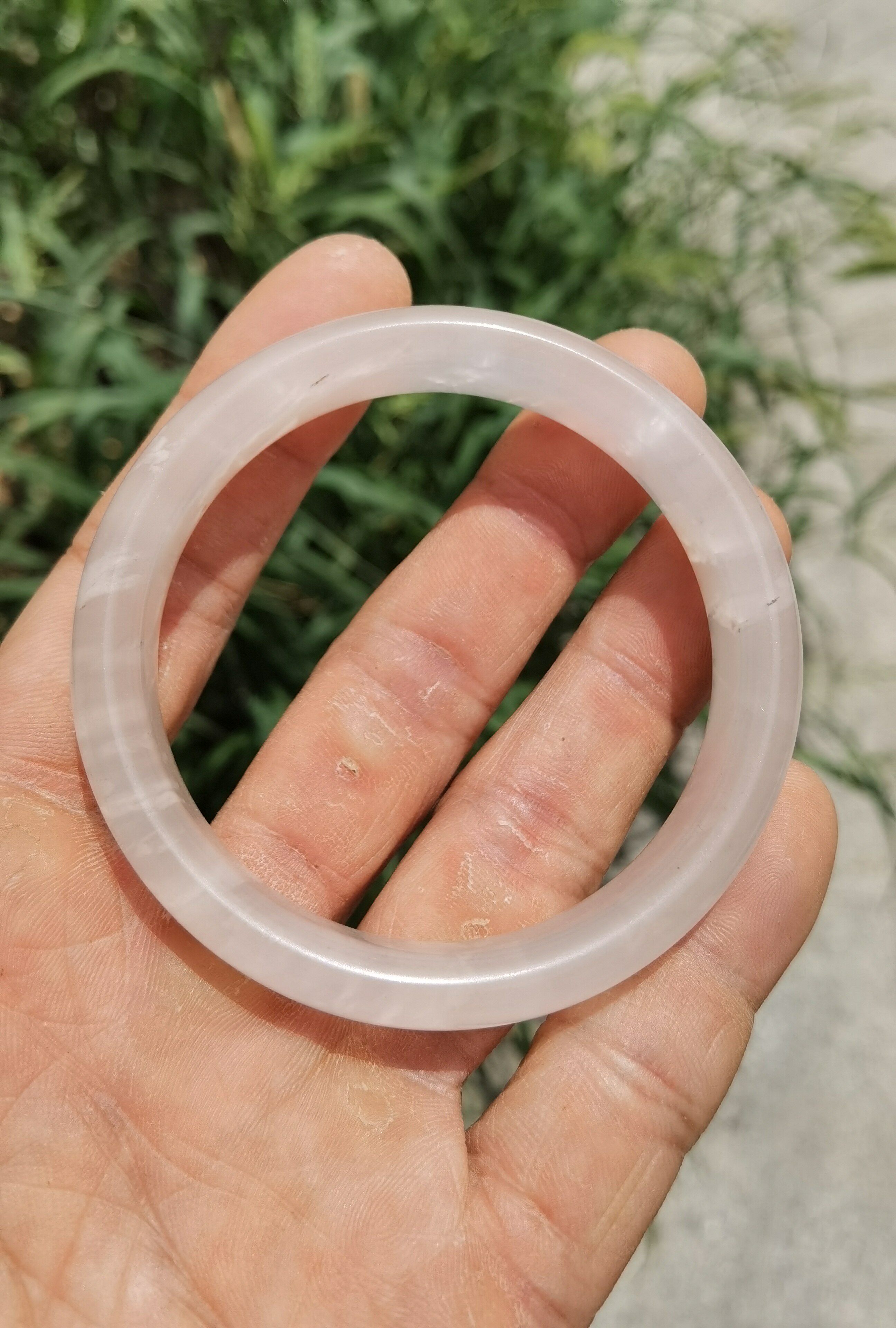 圣玉堂天然玉石珠宝手饰镯子保真支持复检粉色芙蓉玉手镯