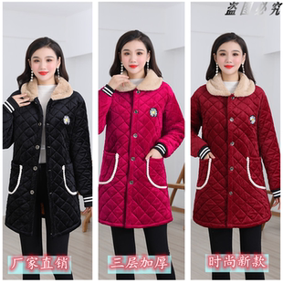 冬新款 毛领外套厨房围裙保暖居家棉服工作服 加绒加厚女罩衣中长款