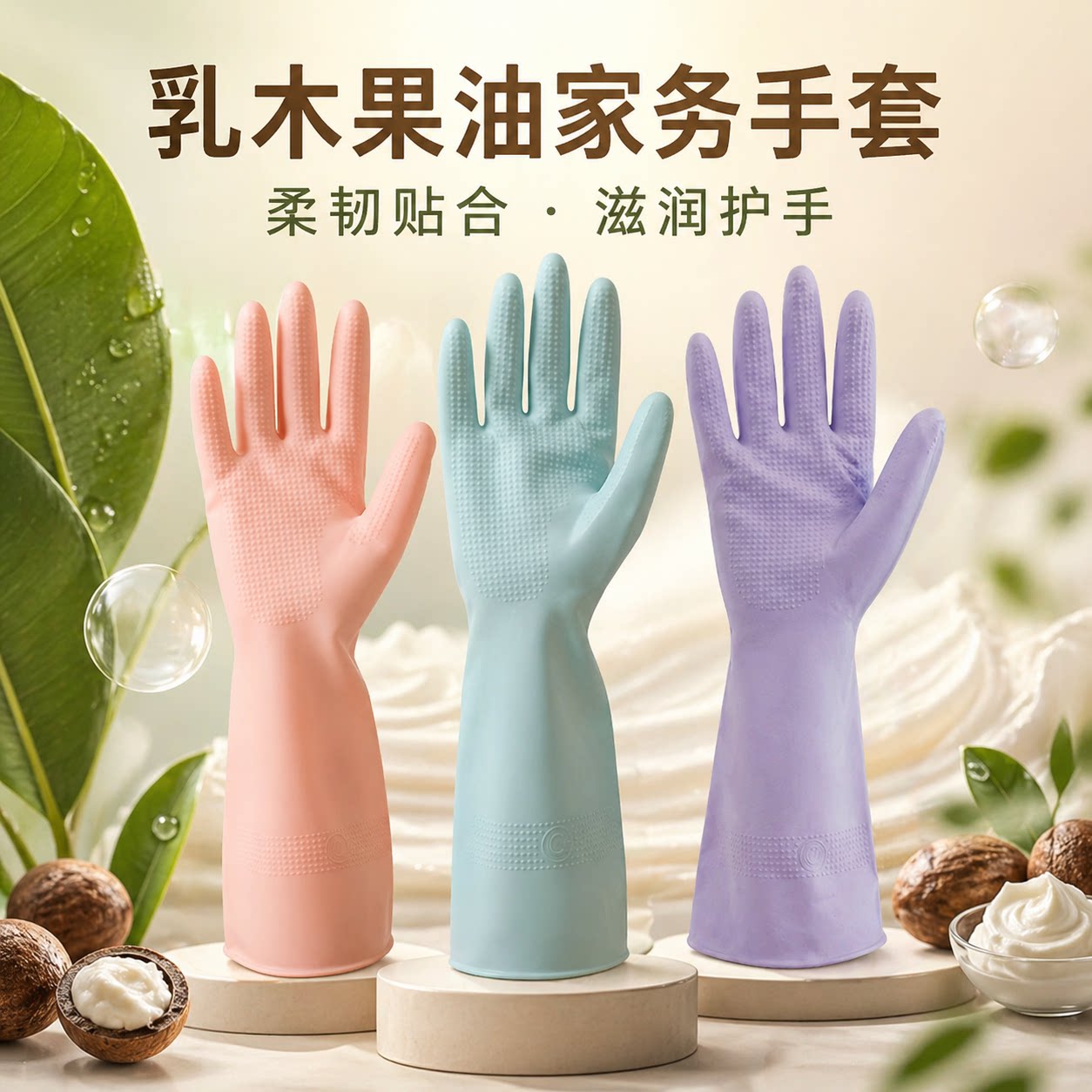 雪莲清洁家务手套厨房耐用型加厚防水防滑洗碗家用丁腈洗衣服手套