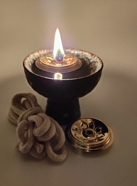 【豆油灯套餐】长明供灯供佛宁神改善睡眠安抚净化照明黑芝麻油灯
