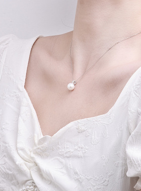 S925通体纯银天然淡水珍珠项链女百搭高档礼物女款简约百搭小清晰