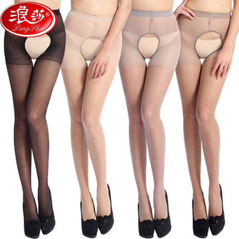 浪莎丝袜连裤袜开档防勾丝免脱连裤袜女春夏季薄款防勾包芯丝