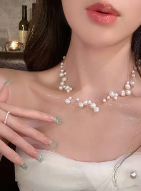 满天星多层珍珠项链女时尚气质2024新款爆款潮简约小众设计感颈链