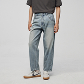 潮流宽松休闲牛仔裤 JARVISTORM简约怀旧复古蓝水洗赤耳丹宁裤 男士