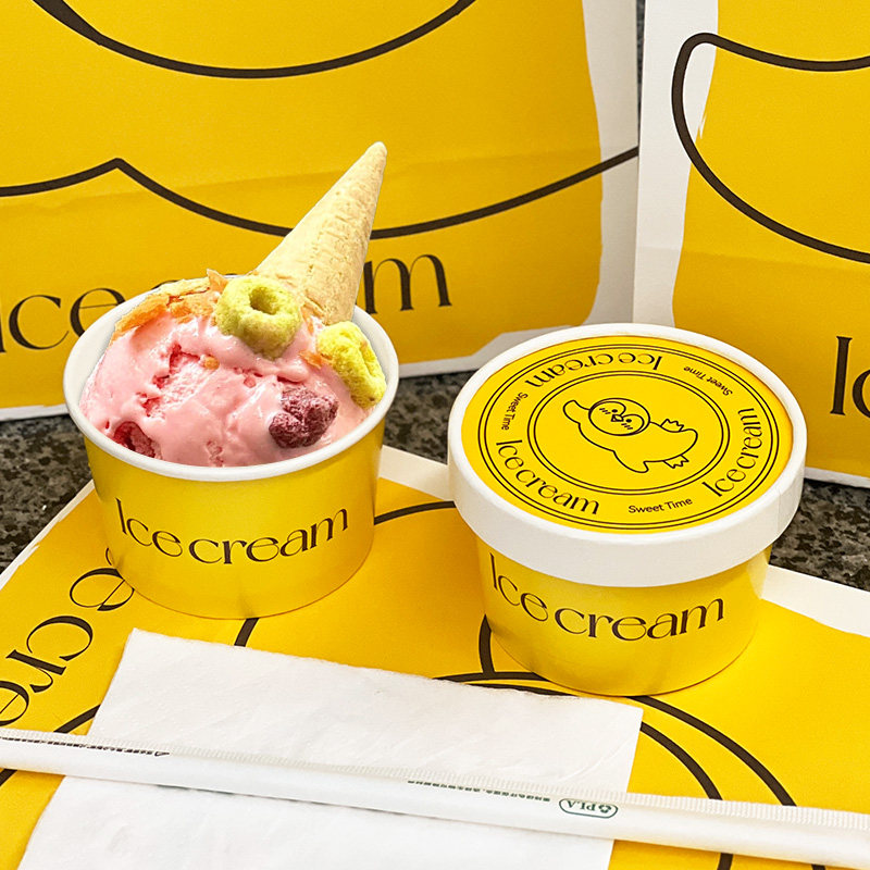 网红gelato冰淇淋纸杯定制冰激凌杯雪糕盒甜筒桶外卖打包盒子商用
