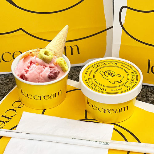 网红gelato冰淇淋纸杯定制冰激凌杯雪糕盒甜筒桶外卖打包盒子商用