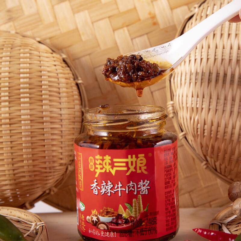 热销辣三娘 贵州特产香辣牛肉酱拌饭酱拌面酱瓶装下饭酱248g