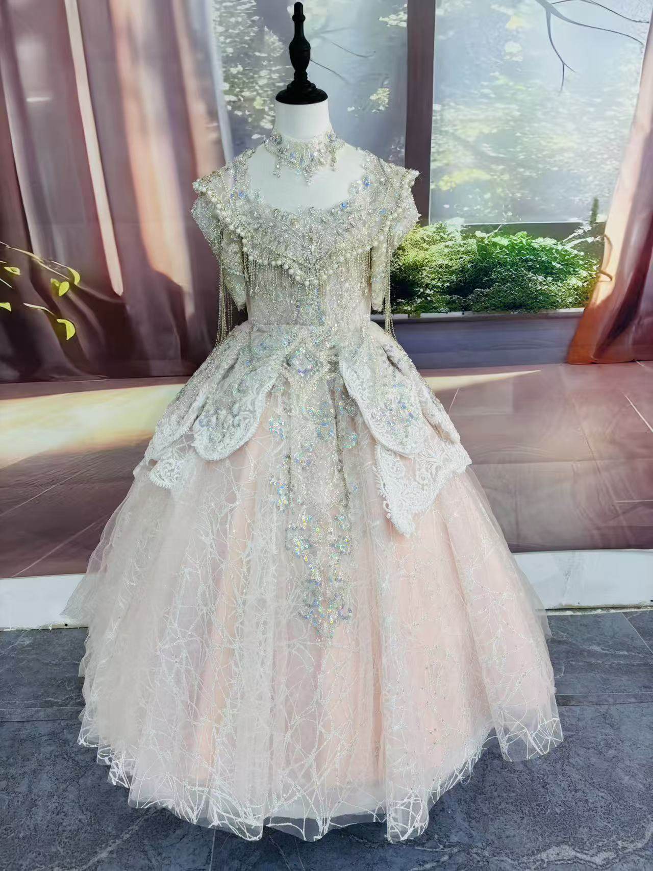 儿童长袖礼服女童宫廷风淡紫色生日走秀主持蓬蓬裙高品质,童装/婴儿装/亲子装,儿童礼服,淘宝优惠券,粉丝福利购,淘宝优惠卷