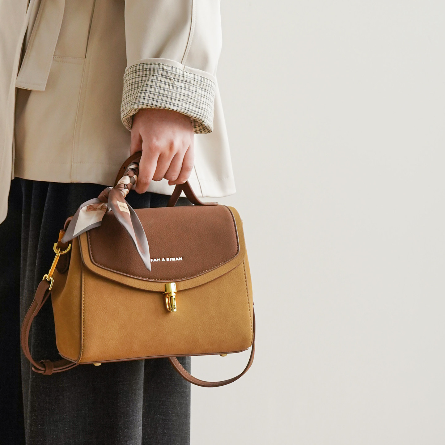 小众设计复古撞色手提小方包