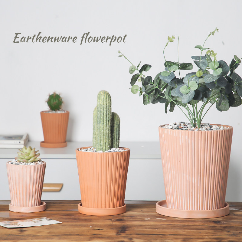 圆口竖纹条纹复古红陶花盆多肉绿植园艺室内外盆栽陶土简约透气盆,鲜花速递/花卉仿真/绿植园艺,花盆,淘宝优惠券,粉丝福利购,淘宝优惠卷