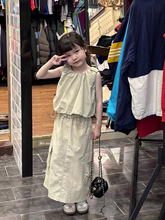 夏季潮童两件套背心2024韩版女童套装裙洋气女孩时髦工装半身裙子