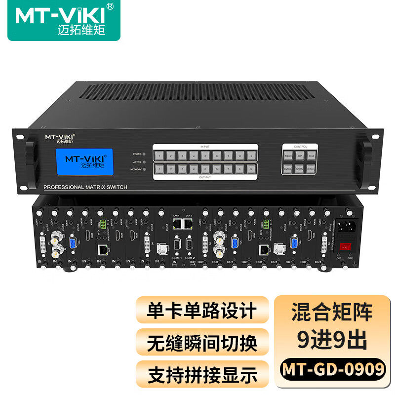 迈拓维矩 插卡式无缝混合矩阵切换器 单卡单路HDMI/DP/DVI/VGA/SDI/HDBaseT音视频同步 MT-GD-0909