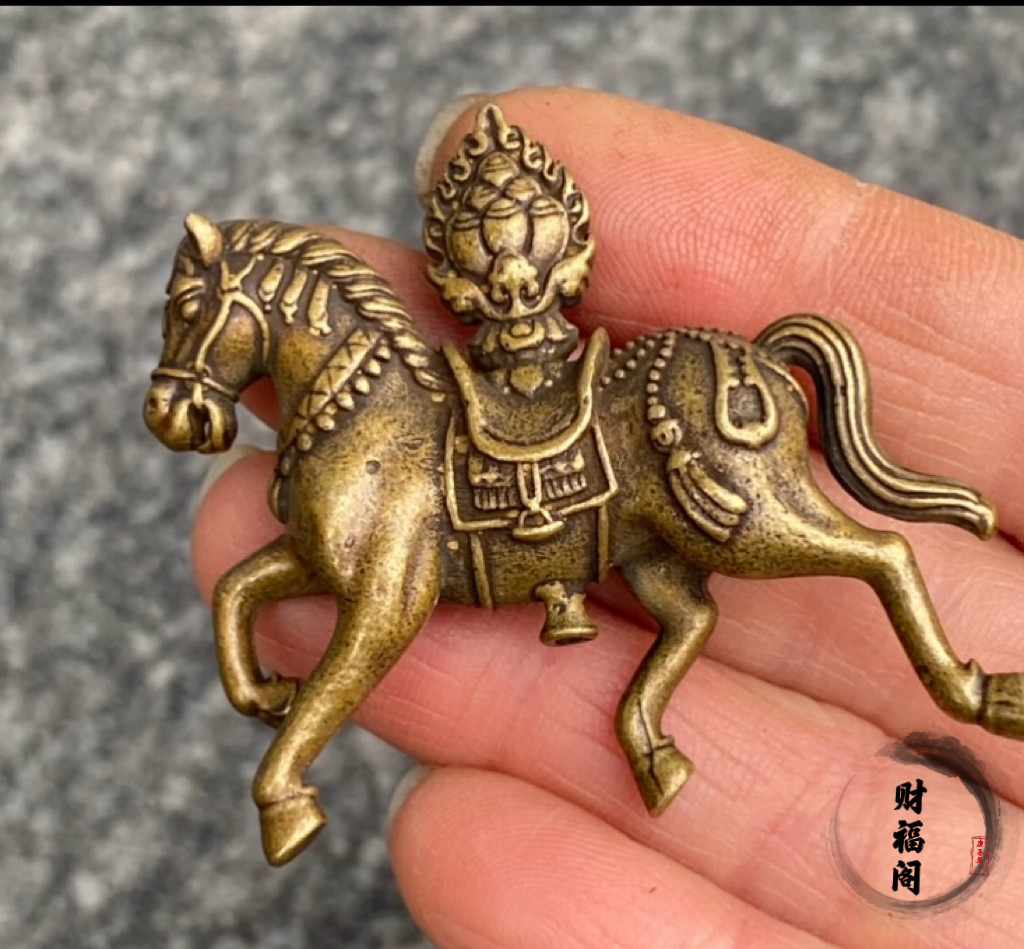 仿古藏式黄铜做旧铜马汽车钥匙扣挂件马上有钱招财创意吊坠