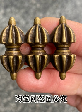 仿古古玩杂项藏式新款黄铜三连金刚杵挂件吊坠配饰
