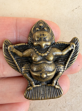 仿古藏式黄铜金翅大鹏鸟挂件吊坠配饰文玩饰品