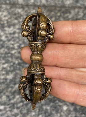 仿古新品藏式黄铜五股金刚降魔杵摆件工艺品法器吊坠配饰手把件
