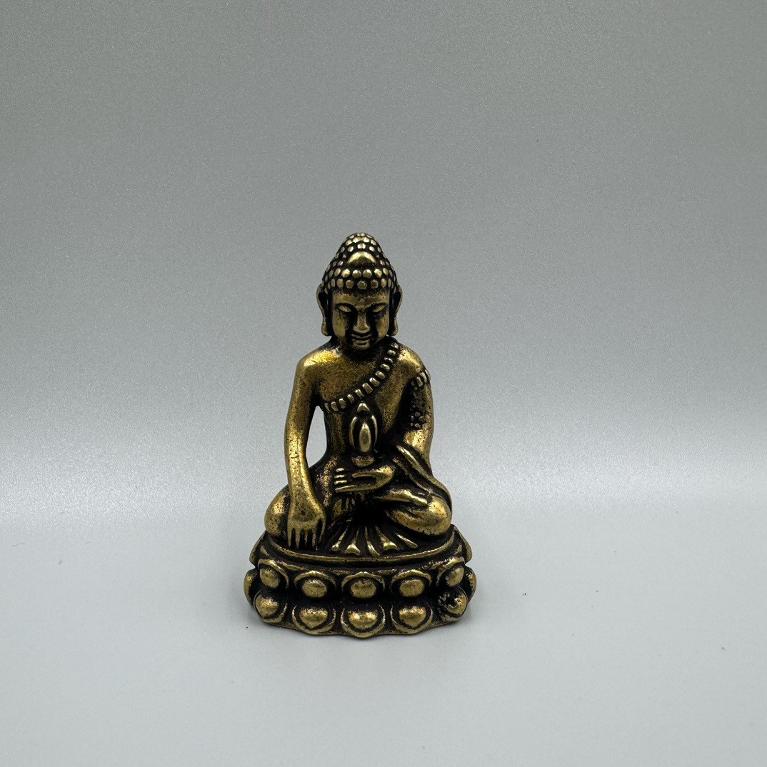 仿古尼泊尔纯铜药师佛小寸佛口袋佛像复古纯铜佛像制作古董佛