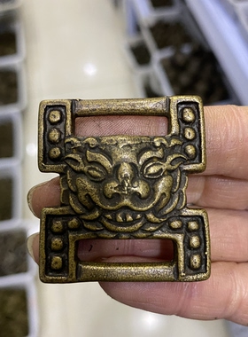 仿古藏式黄铜经书扣兽面财布扣藏式扣直播网红皮具装饰扣吊坠挂件