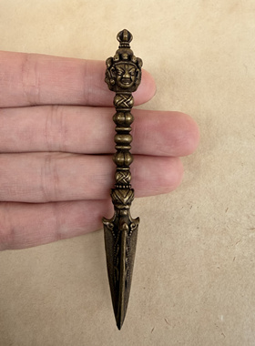 仿古藏式黄铜三面金刚杵普巴杵金刚橛吊坠挂件藏族特色挂件吊饰