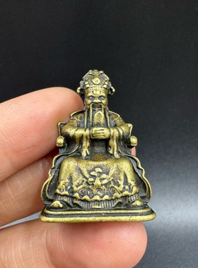 复古黄铜桌面龙王迷你摆件 四海菩萨迷你龙五爷财神像随身铜像