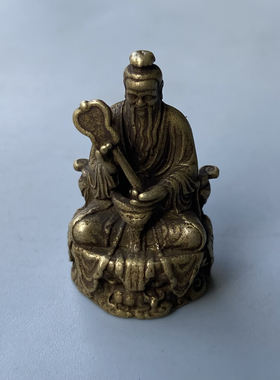 仿古黄铜实心三清像太上老君摆件元始天尊灵宝天尊道祖家居工艺品