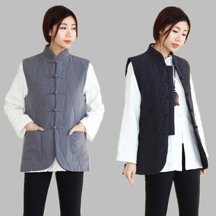 民族风棉马甲春秋冬装茶禅服改良汉服中式女装上衣中国风复古装男