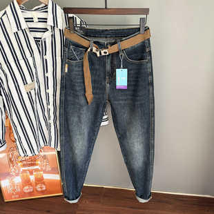 报恩Shen裤 2024秋季宽松锥腿潮男弹力时尚百搭休闲牛仔裤送腰带