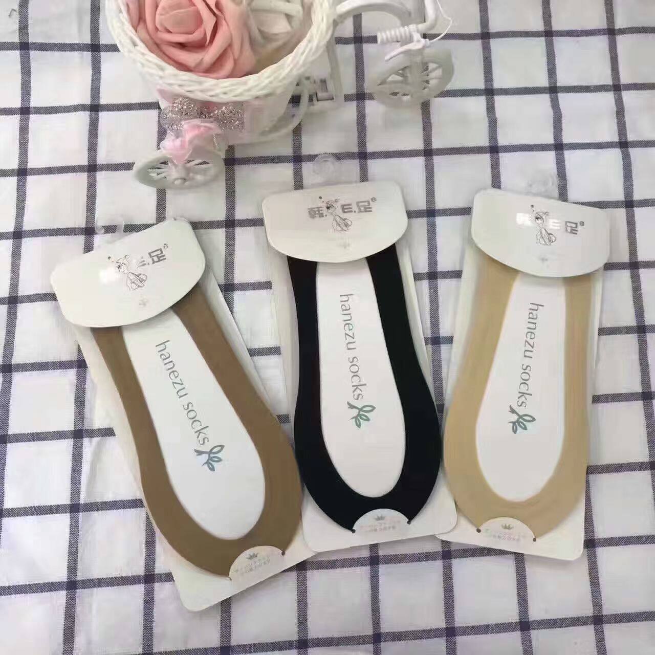 韩e足冰丝防滑船袜浅口隐形不掉跟纯棉女士袜子硅胶短袜夏季袜拖