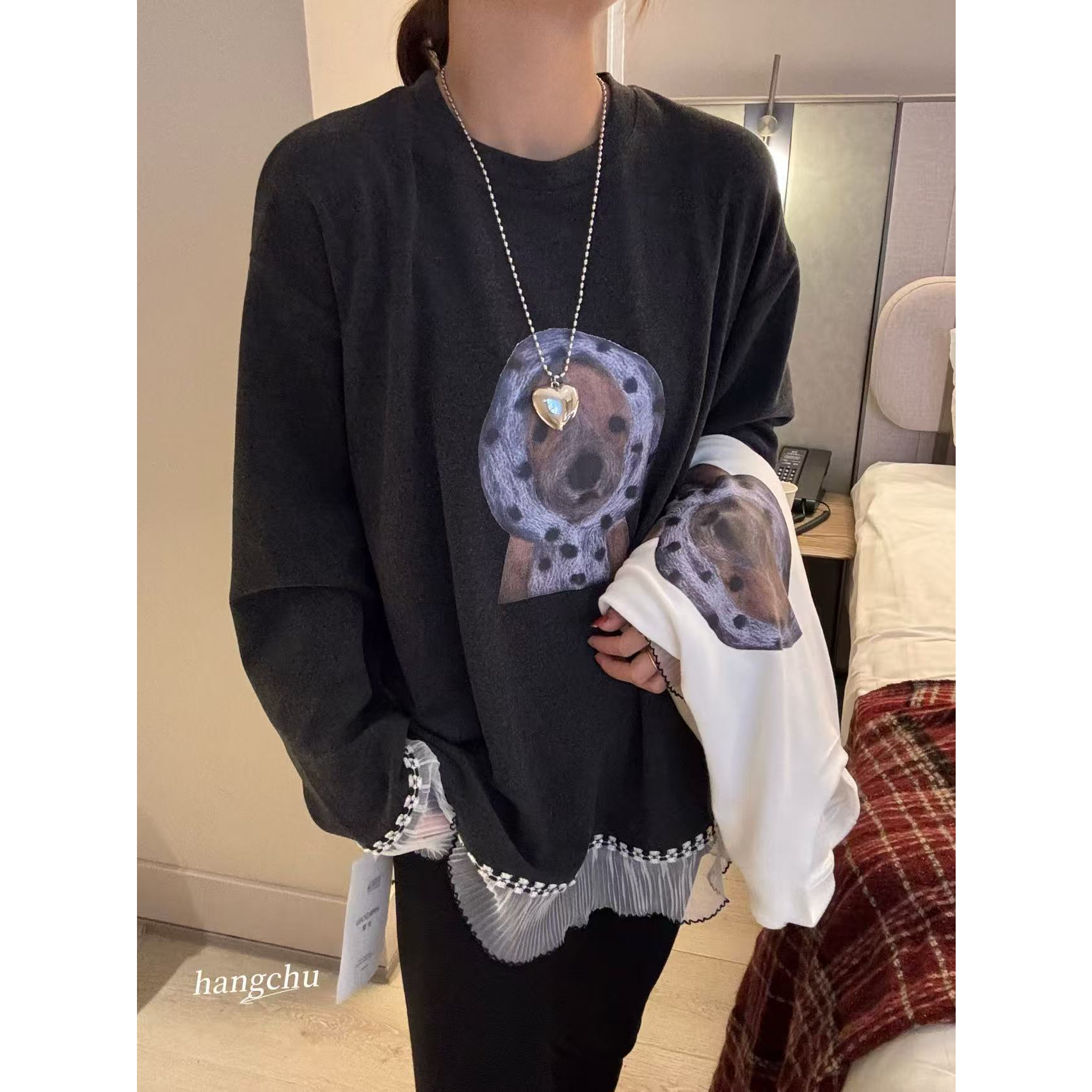 休闲长袖T恤女2025冬季新款宽松显瘦打底衫减龄长袖T恤2799#