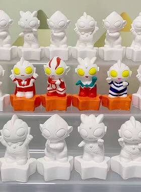 迪迦赛罗奥特曼小人涂色石膏娃娃白胚坯儿童手工画画彩绘公仔玩具