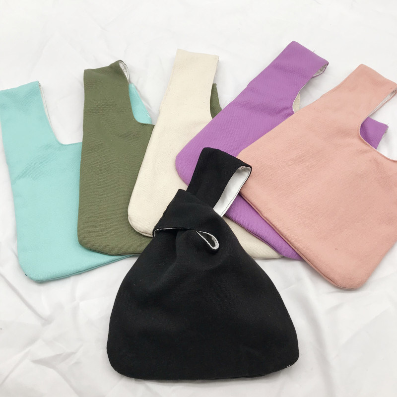 帆布包女包手提布包纯色套结包日系手拎包 便携收纳袋 扎染 可印