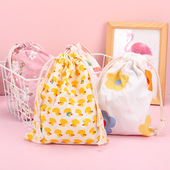 棉麻布艺抽绳束口袋鞋 子防尘袋杂物整理小布袋姨妈巾内衣收纳包