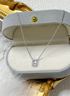 2024新款时尚女性莫桑项链简约几何图案镶嵌S925纯银饰品锁骨链