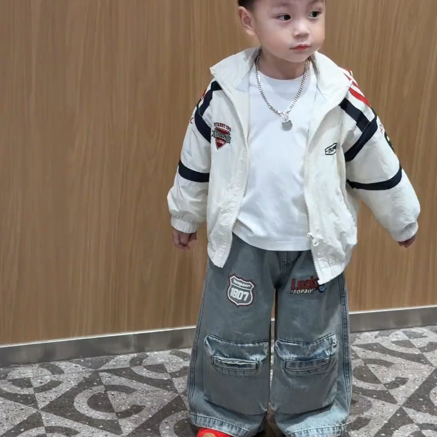 童装26春新款男童小童韩版休闲洋气贴标夹克外套夹克帅气休闲款潮