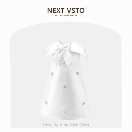 英国NEXT VSTO女童生日周岁礼服裙高级感小女孩蝴蝶结花童公主裙