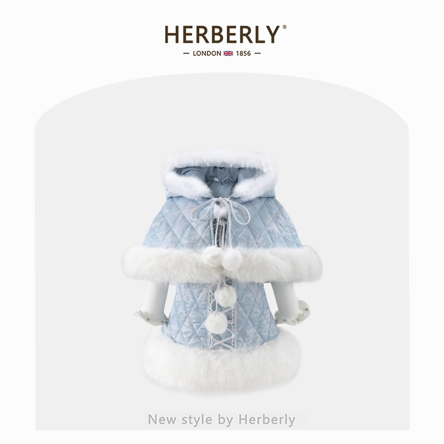 赫柏莉HERBERRY女童冰雪奇缘套装秋冬小女孩夹棉吊带裙斗篷两件套