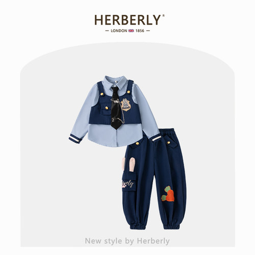 赫柏莉HERBERRY女童兔子警官套装春秋洋气小女孩朱迪cos服三件套