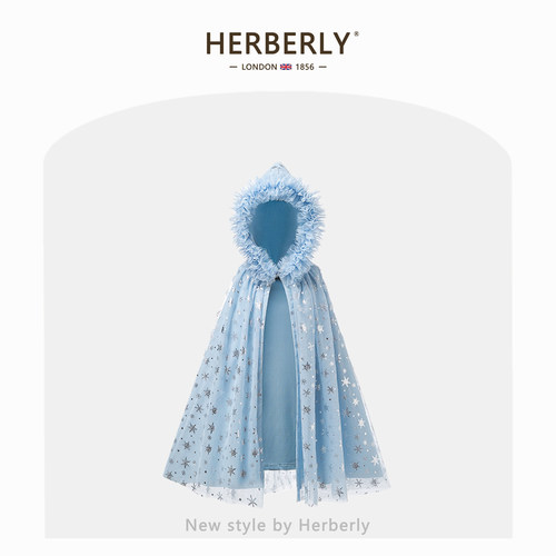 赫柏莉HERBERRY女童冰雪艾莎连帽披肩秋冬小女孩爱莎公主披风斗篷