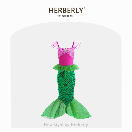 赫柏莉HERBERRY女童美人鱼背心连衣裙夏季洋气女宝宝人鱼姬公主裙