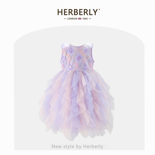 赫柏莉HERBERRY女童连衣裙春夏洋气儿童背心蓬蓬纱裙小女孩公主裙