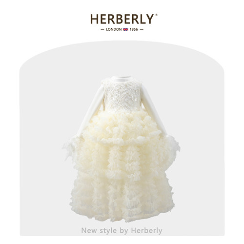 赫柏莉HERBERRY女童蓬蓬蛋糕裙秋冬洋气小女孩生日背心公主裙套装