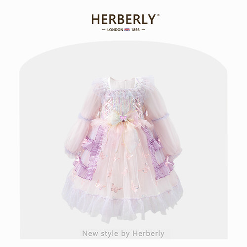 赫柏莉HERBERRY女童洛丽塔公主裙春秋装小女孩蓬蓬网纱礼服连衣裙