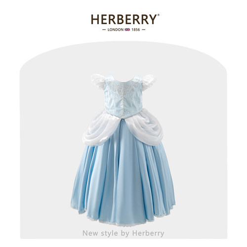 赫柏莉HERBERRY女童灰姑娘公主裙夏季轻奢儿童辛德瑞拉生日礼服裙