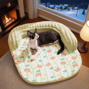 猫咪猫猫神经毛绒猫床颈窝德文靠枕垫无加绒窝包年护毛猫型秋冬U