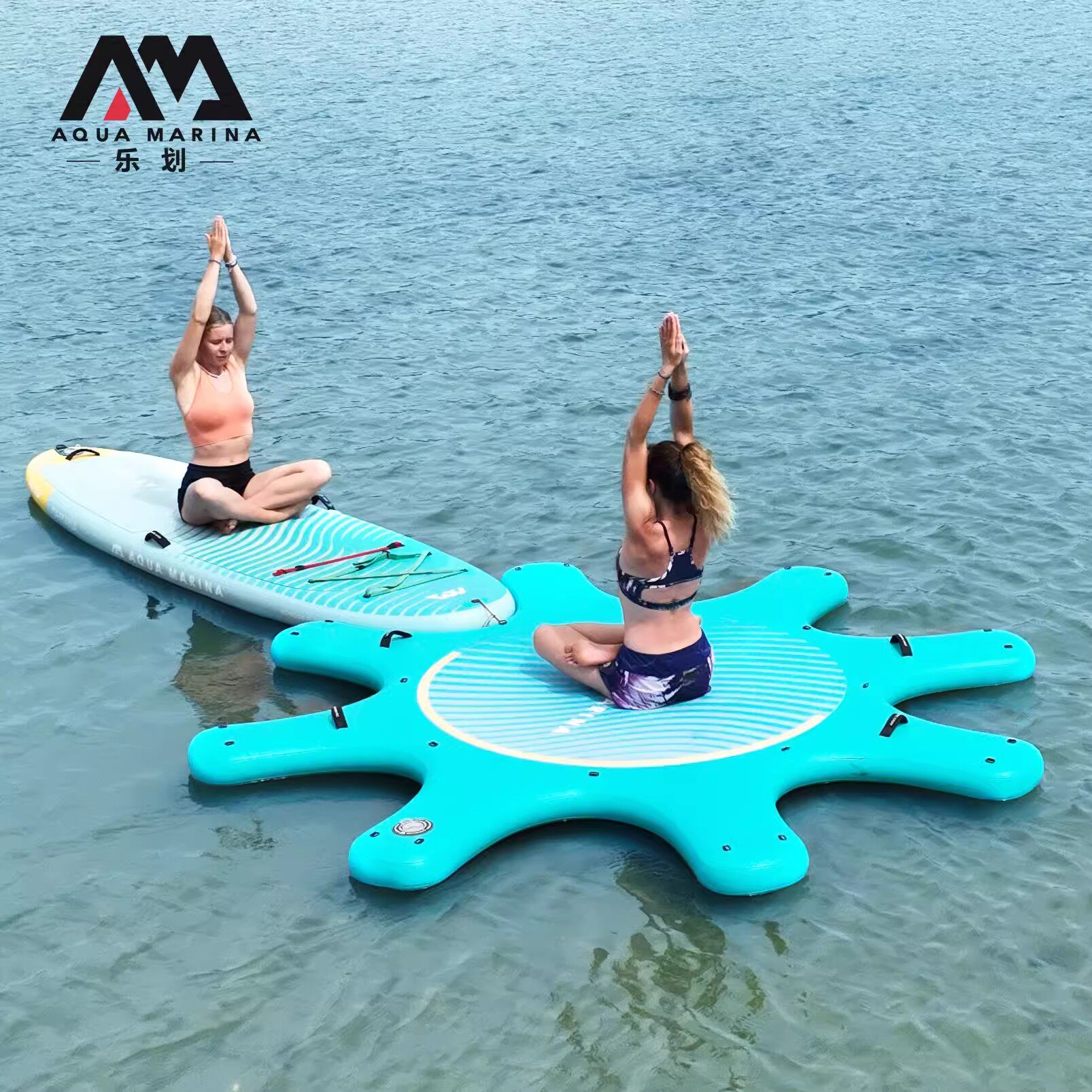 AquaMarina/乐划新款瑜伽连接岛训练漂浮岛充气垫水上瑜伽桨板