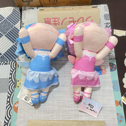 现货 SEGA  Re:Zero  Fairy Ballet 毛绒玩具 蕾姆+拉姆 眯眼款