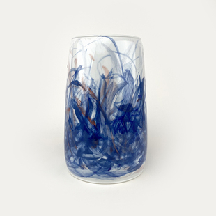 不仁斋 薛继业亲手绘签名泥浆青花釉下五彩花瓶