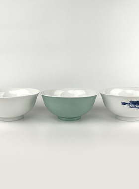 不仁斋薛继业水墨青花鱼+豆青釉大面碗海碗吃播中式