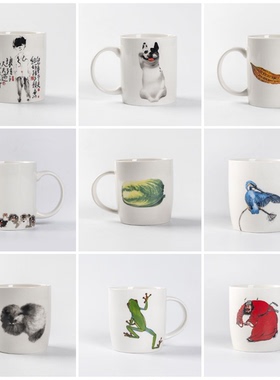 不仁斋 薛继业2024新款水墨小画系列 骨瓷贴花马克杯 茶杯 咖啡杯